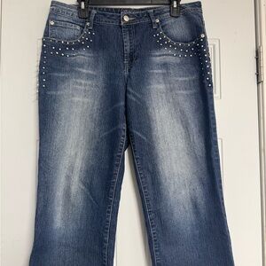 Baccini Blue Capri Jeans with Pearl Accents
